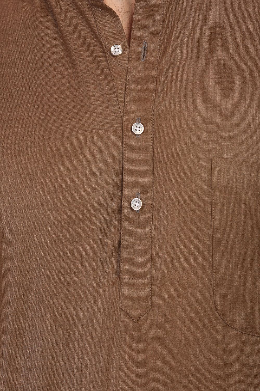 Cotton Silk Brown Kurta Pyjama
