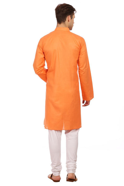 Cotton Silk Orange Kurta Pyjama