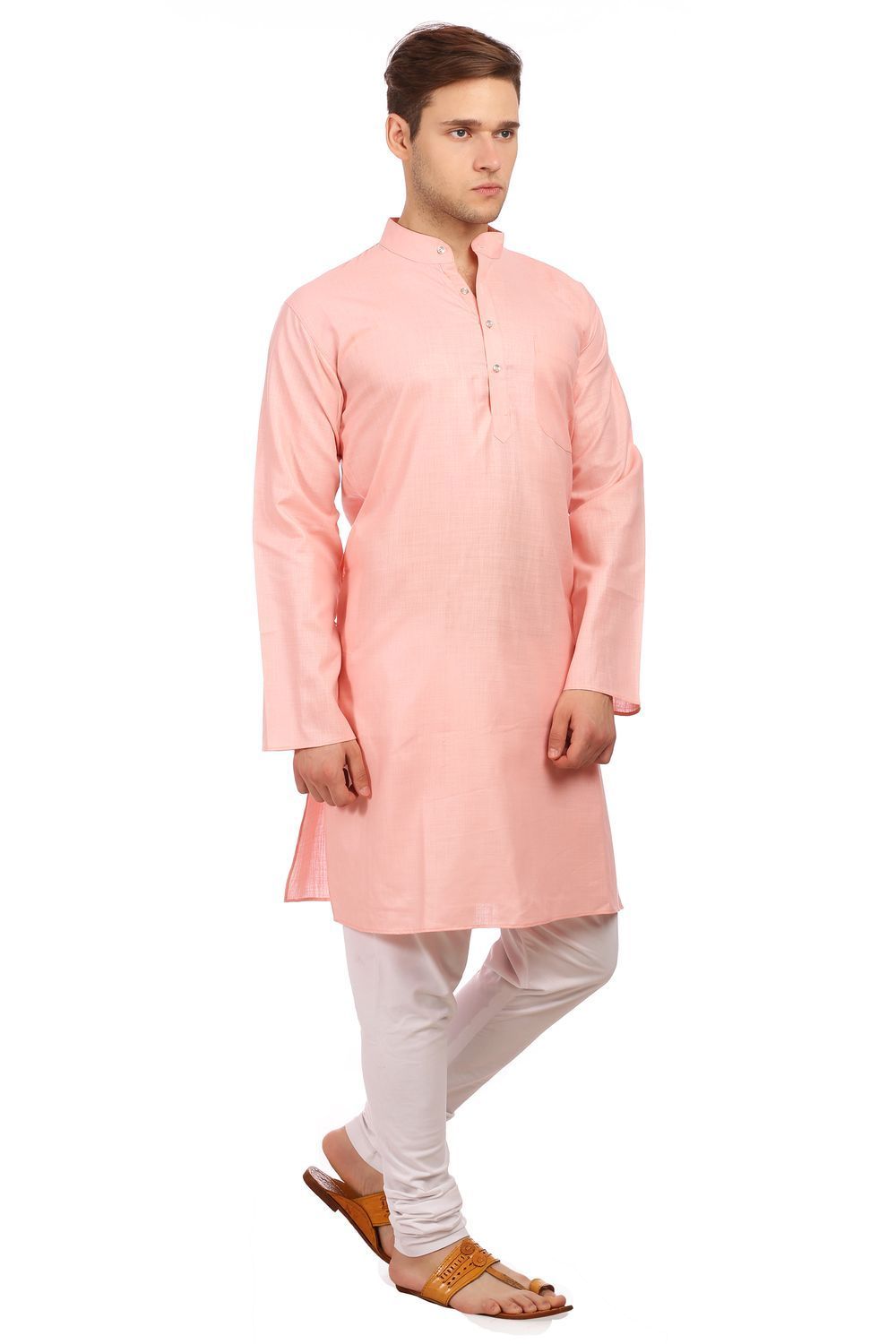 Cotton Silk Pink Kurta Pyjama
