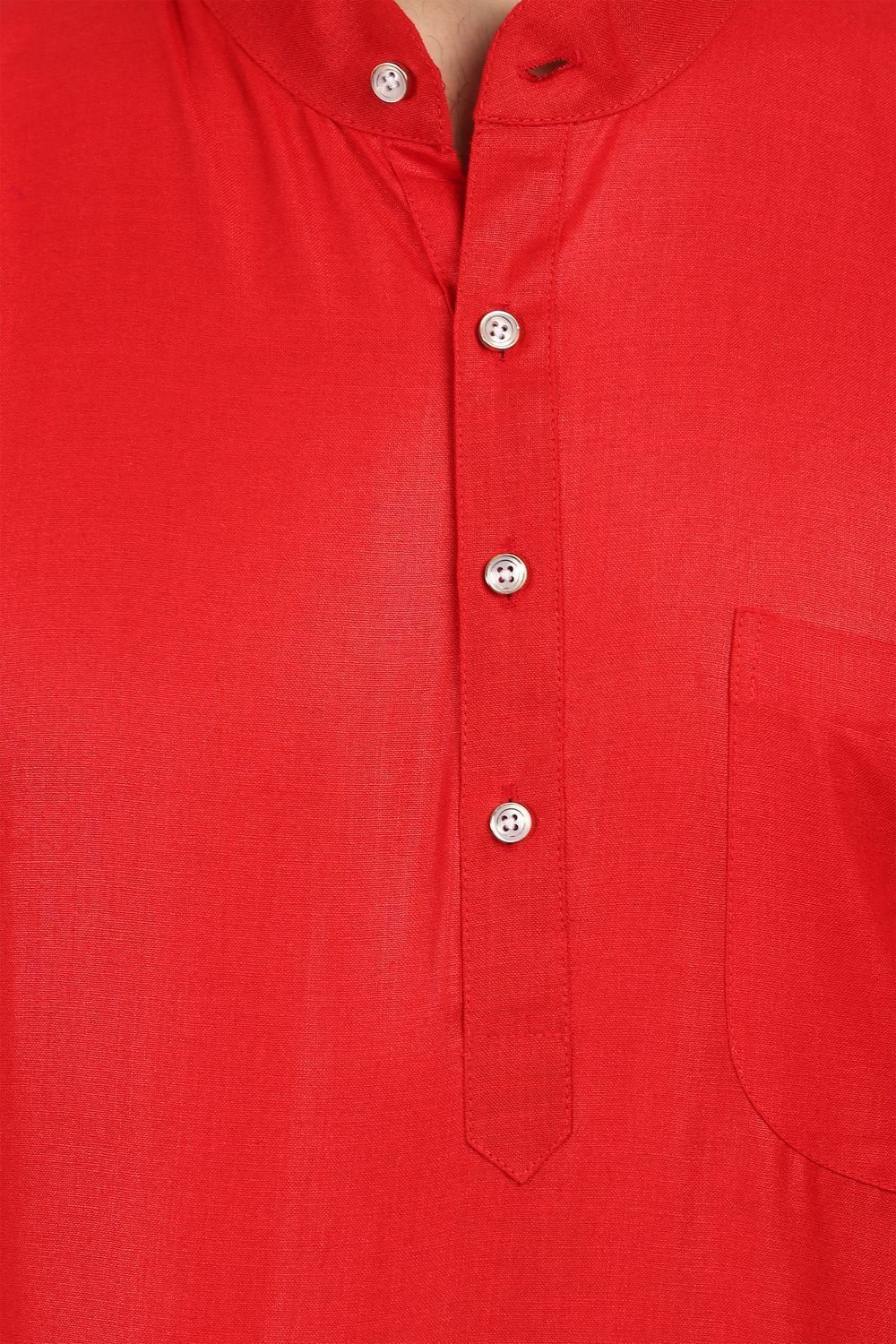 Cotton Silk Red Kurta Pyjama