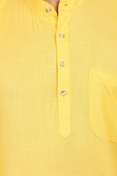 Cotton Silk Yellow Kurta Pyjama
