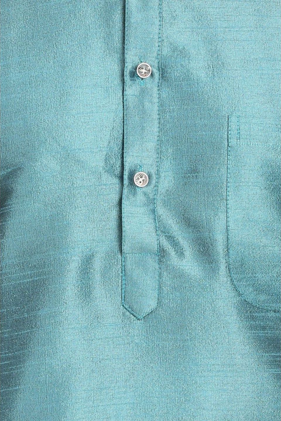 Banarasi Art Silk Turquoise Kurta Pyjama