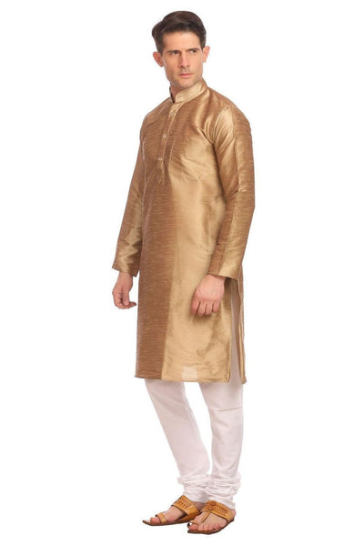 Banarasi Art Silk Gold Kurta Pyjama