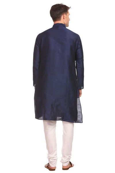 Banarasi Art Silk Navy Kurta Pyjama