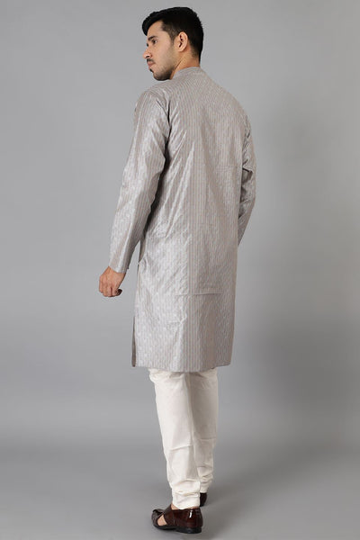 Banarasi Rayon Cotton Grey Kurta Pajama