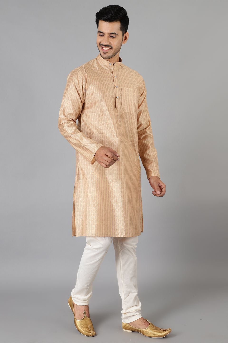Banarasi Rayon Cotton Gold  Kurta Pajama
