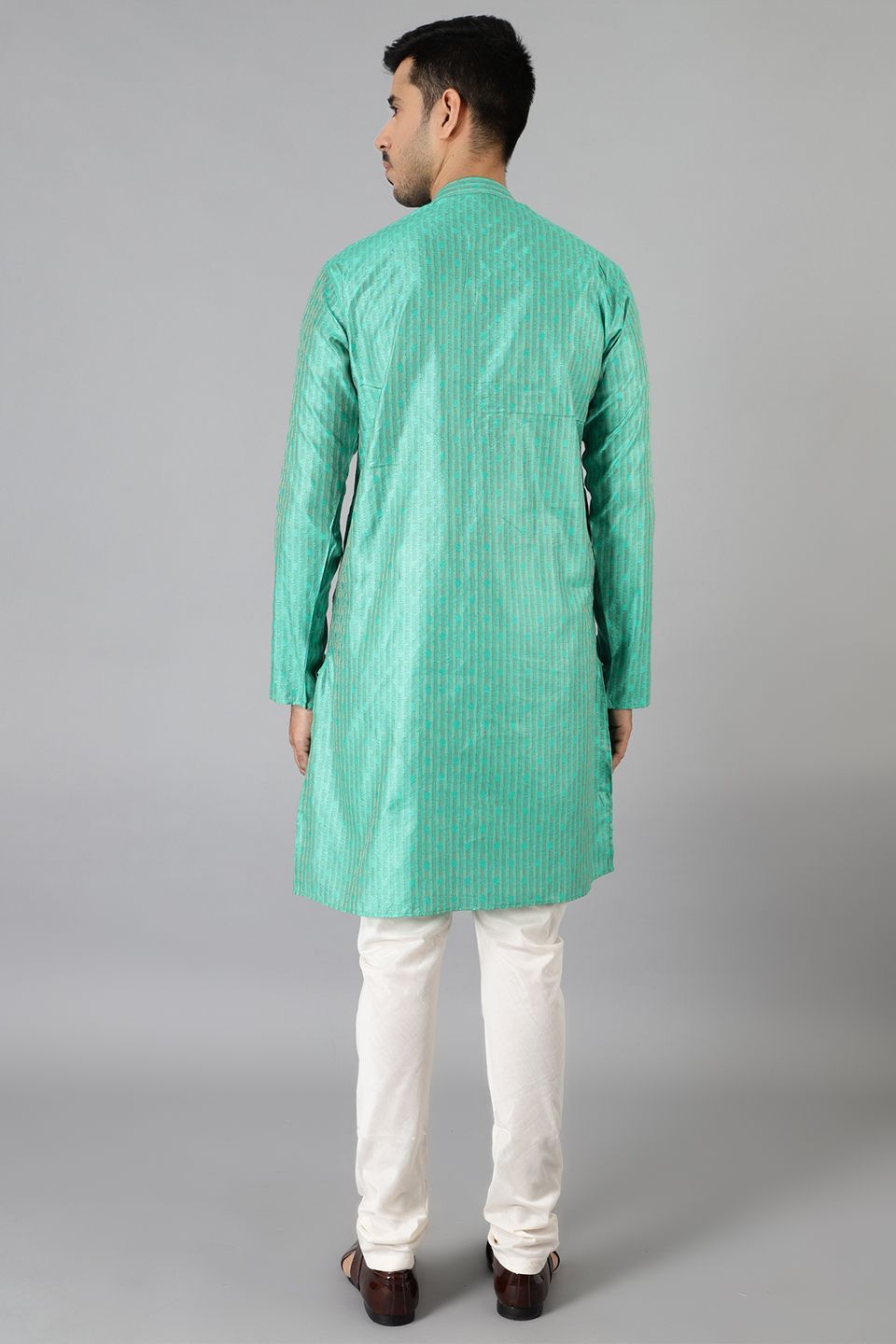 Banarasi Rayon Cotton Green Kurta Pajama