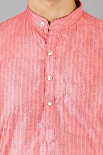 Banarasi Rayon Cotton Pink Kurta Pajama