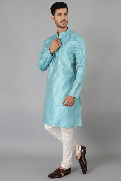 Banarasi Rayon Cotton Blue Kurta Pajama