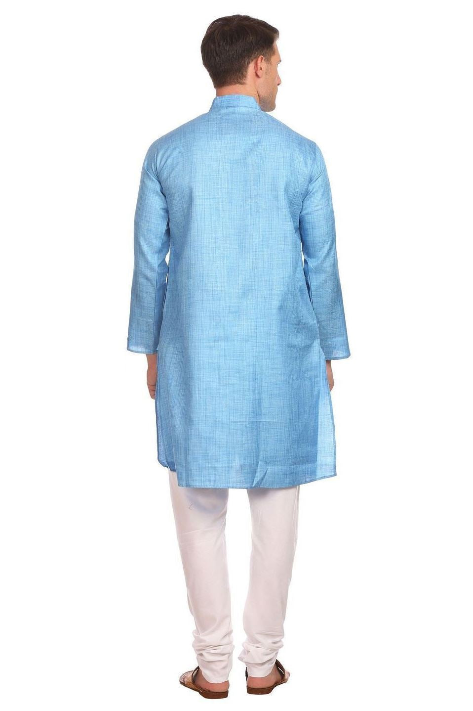Poly-Cotton Blue Kurta Pyjama