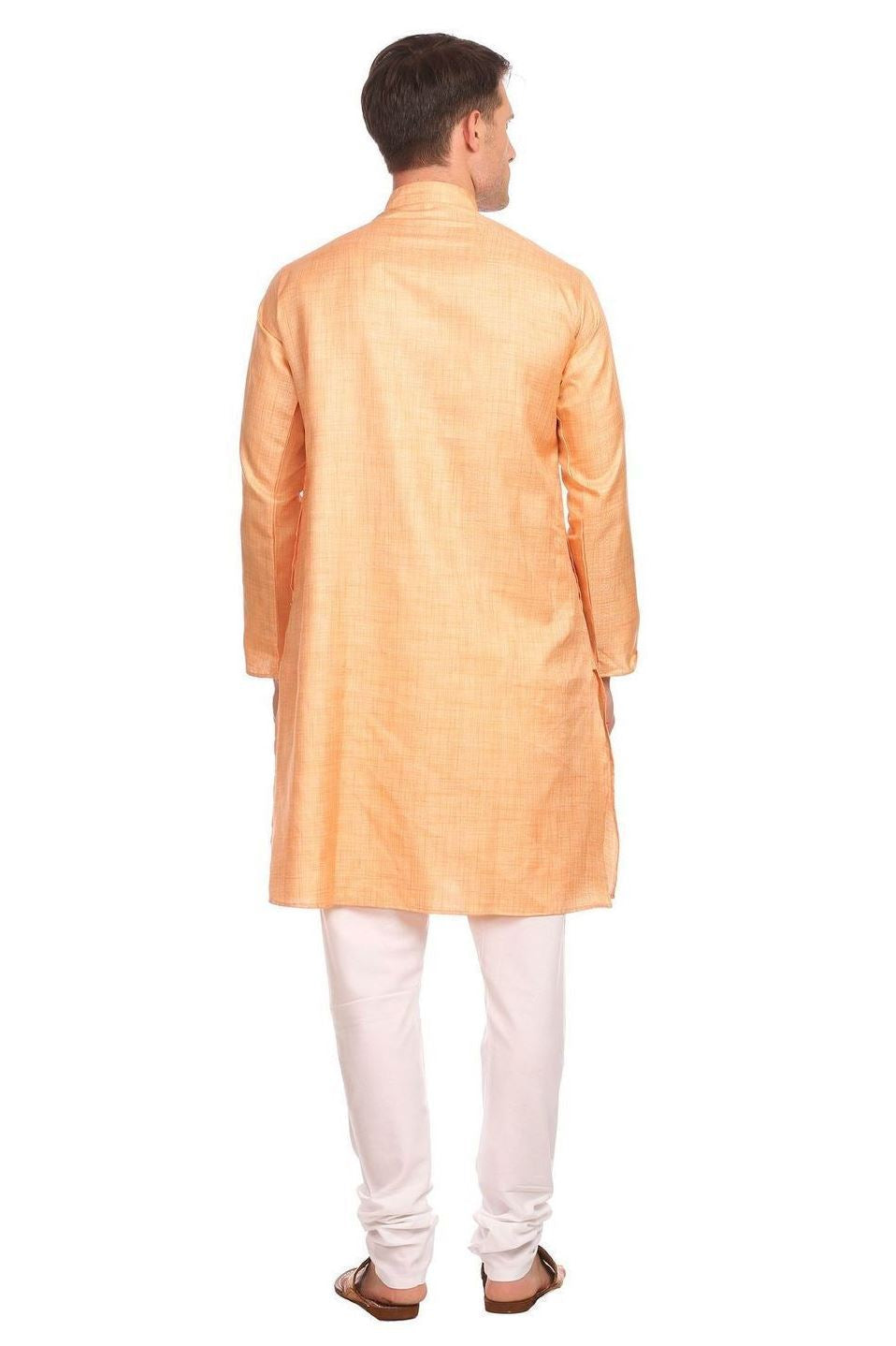 Poly-Cotton Orange Kurta Pyjama