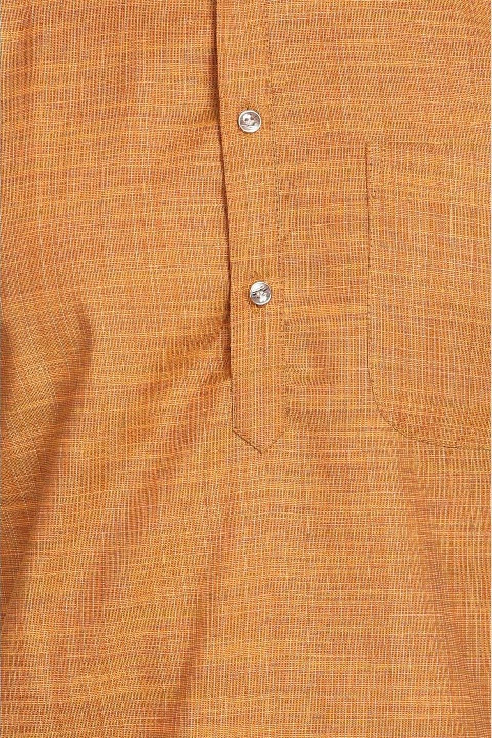 Handloom Poly-Cotton Brown Kurta Pyjama