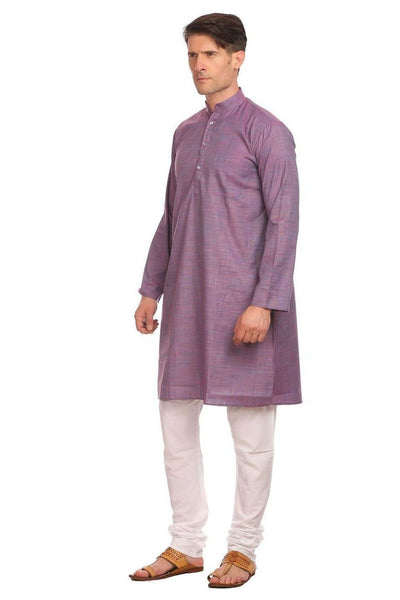 Handloom Poly-Cotton Purple Kurta Pyjama