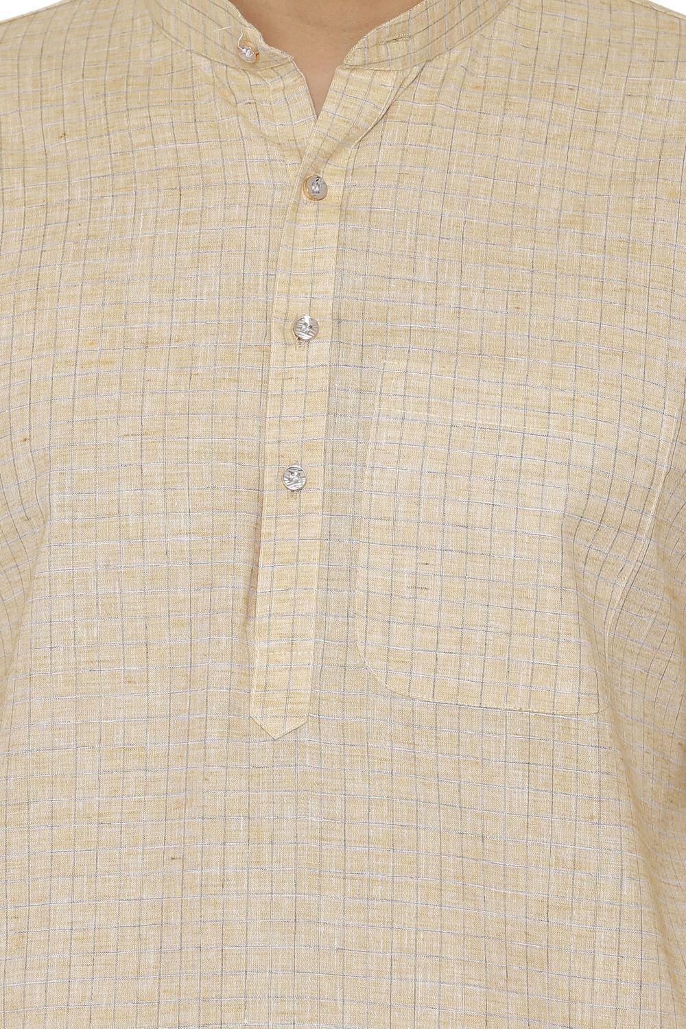 Linen Cotton Rich Yellow Kurta Pyjama