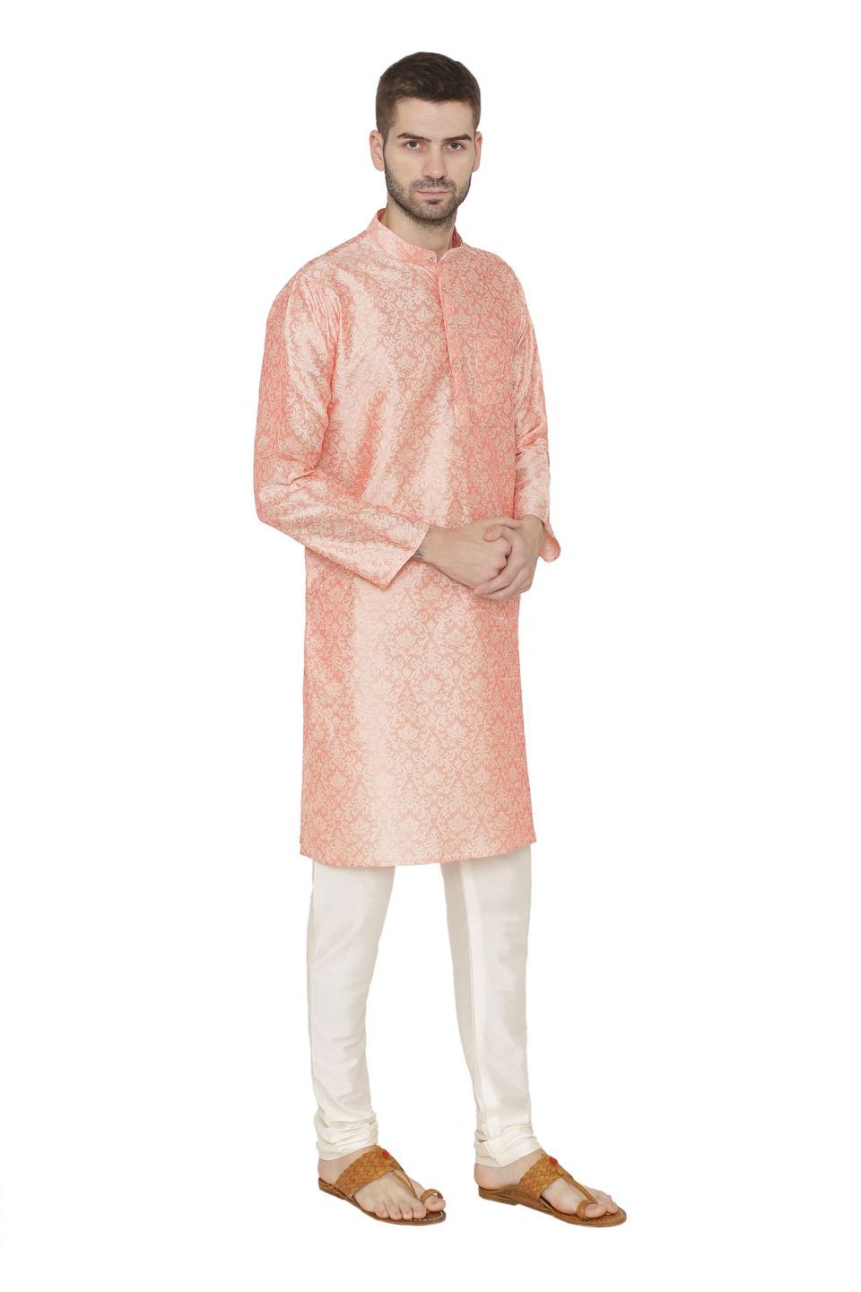 Banarasi Art Silk Pink Kurta Pajama