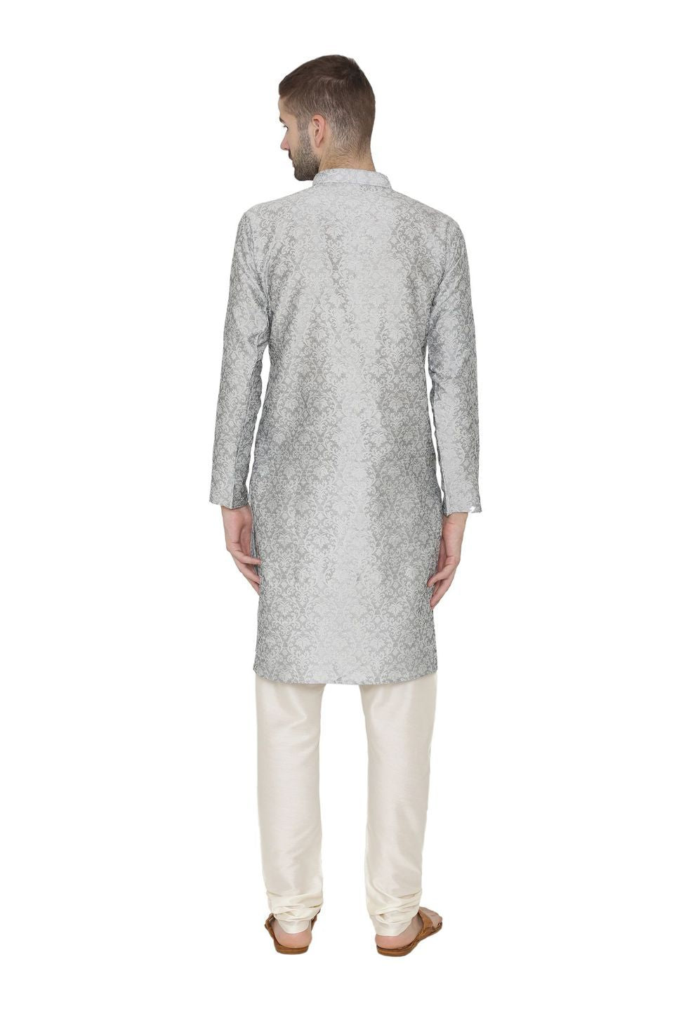 Banarasi Art Silk Grey Kurta Pajama