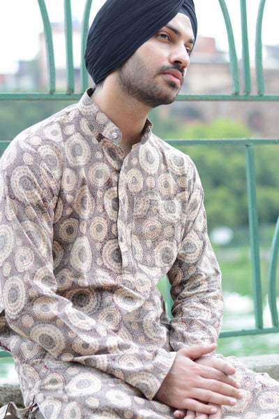 Jaipur 100% Cotton Camel Long Kurta Pajama
