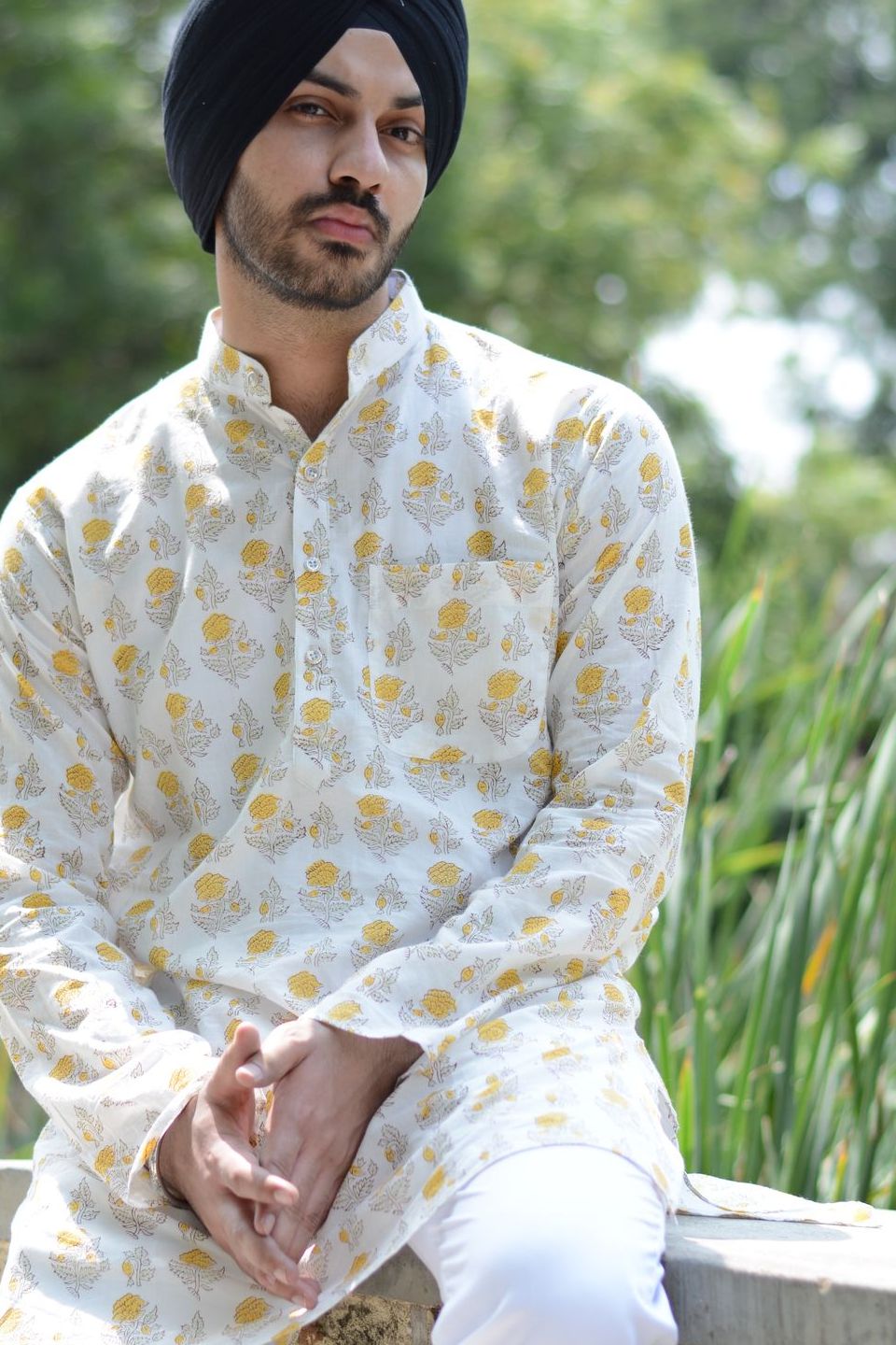 Wintage Men s Jaipur Cotton Festive and Casual Long Indian Kurta Comfy Sleepset Top Yellow