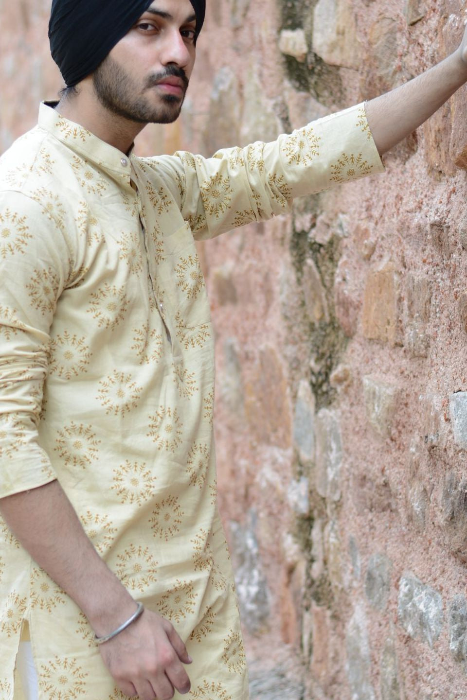 Jaipur 100% Cotton Yellow Long Kurta Pajama