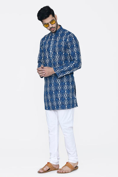 Jaipur 100% Cotton Blue Long Kurta Pajama