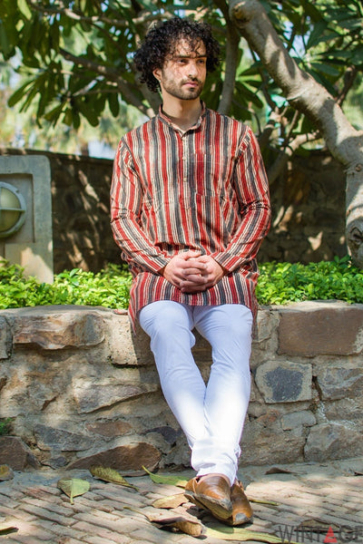 Jaipur 100% Cotton Red Long Kurta Pajama