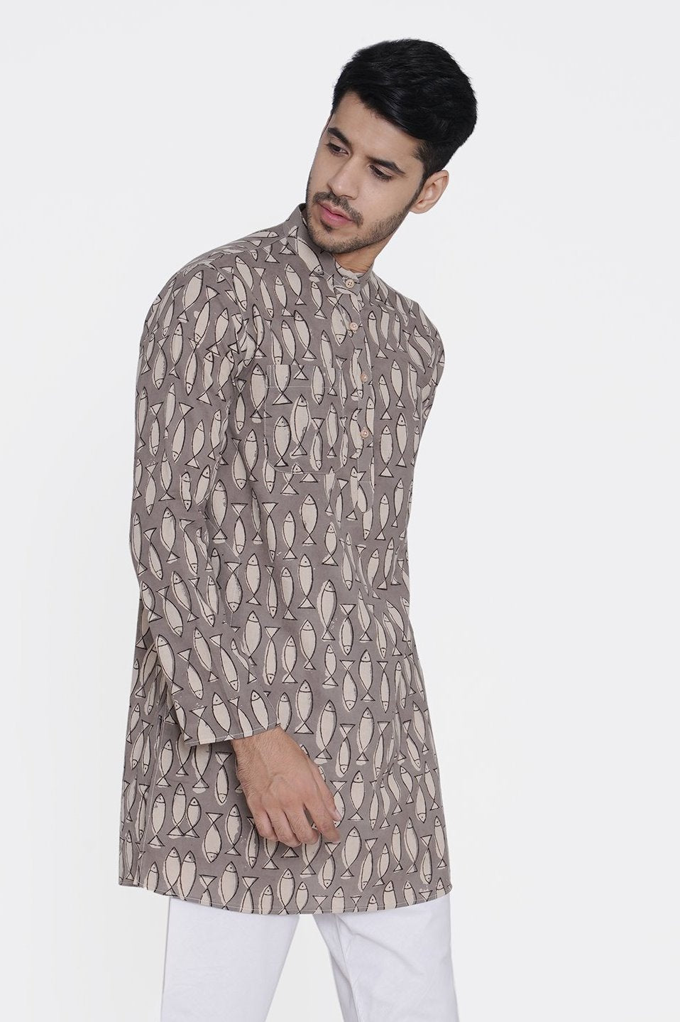 Jaipur 100% Cotton Brown Long Kurta Pajama