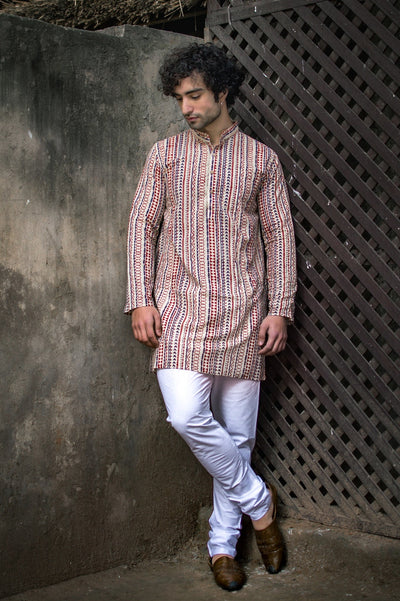 Jaipur 100% Cotton Red Long Kurta Pajama