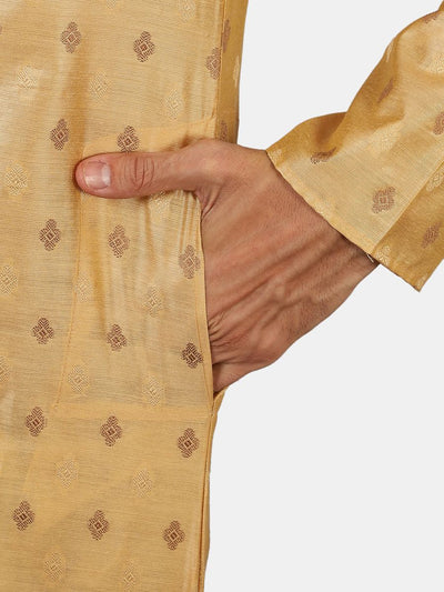 Banarasi Art Silk Cotton Golden Kurta Pajama