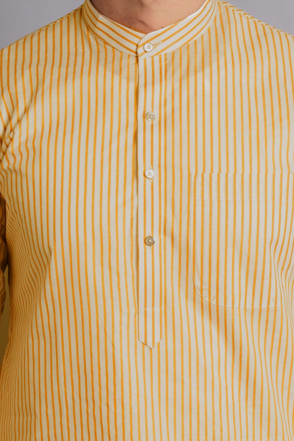 Cotton Brown Striped Long Kurta Pajama