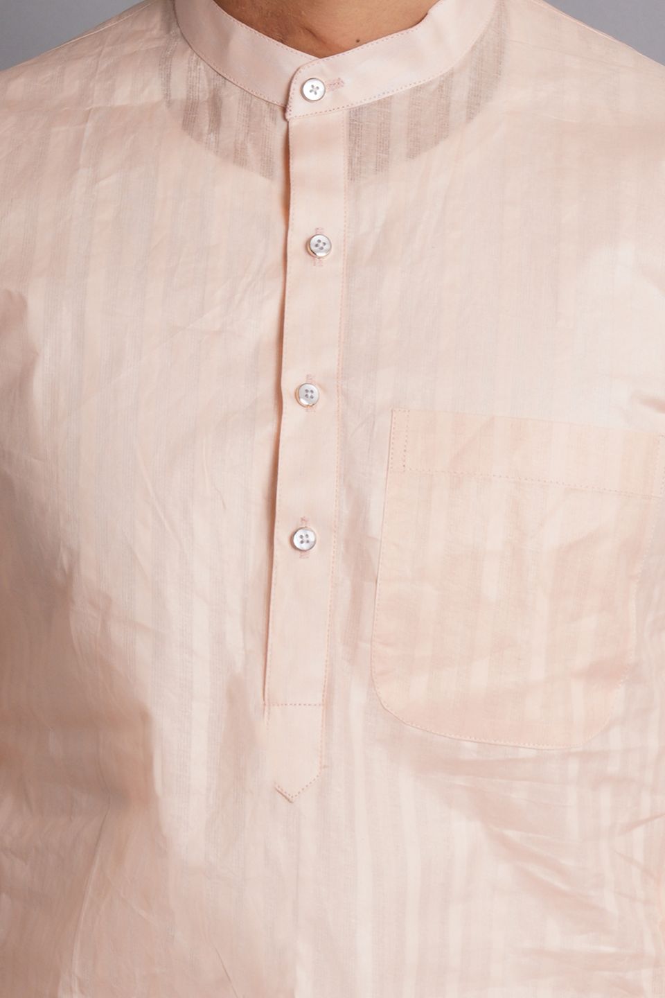 Cotton Pink Striped Long Kurta Pajama