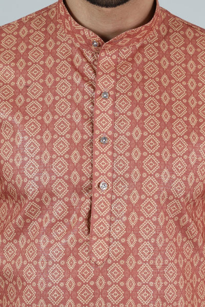 Digital Print Cotton Silk Pink Kurta Payjama