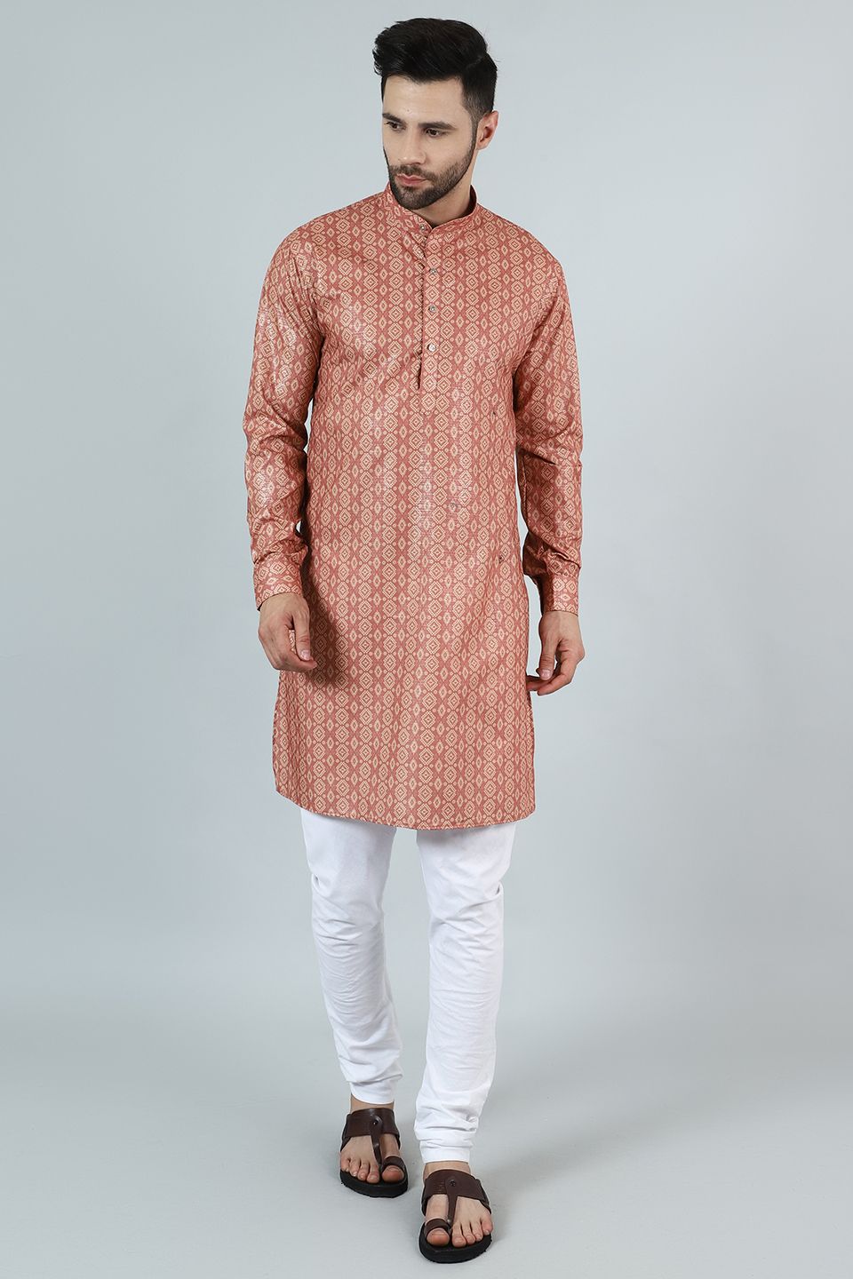 Digital Print Cotton Silk Pink Kurta Payjama