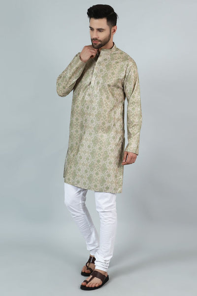 Digital Print Cotton Silk Green Kurta Payjama