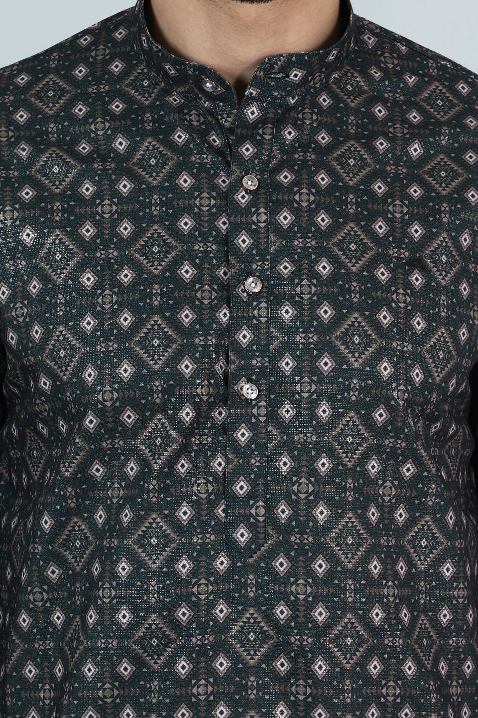 Digital Print Cotton Silk Green Kurta Payjama