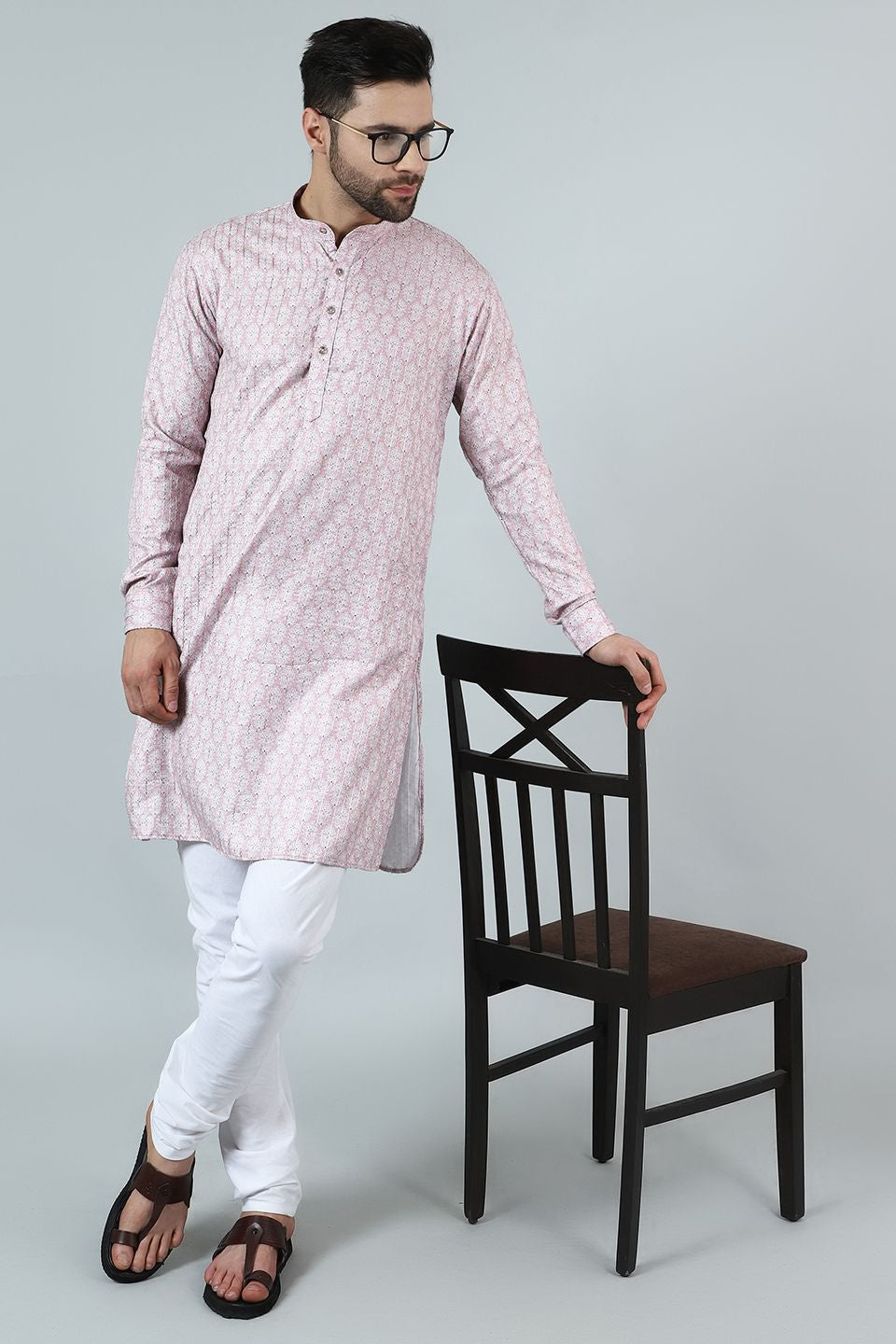 Digital Print Cotton Silk Pink Kurta Payjama