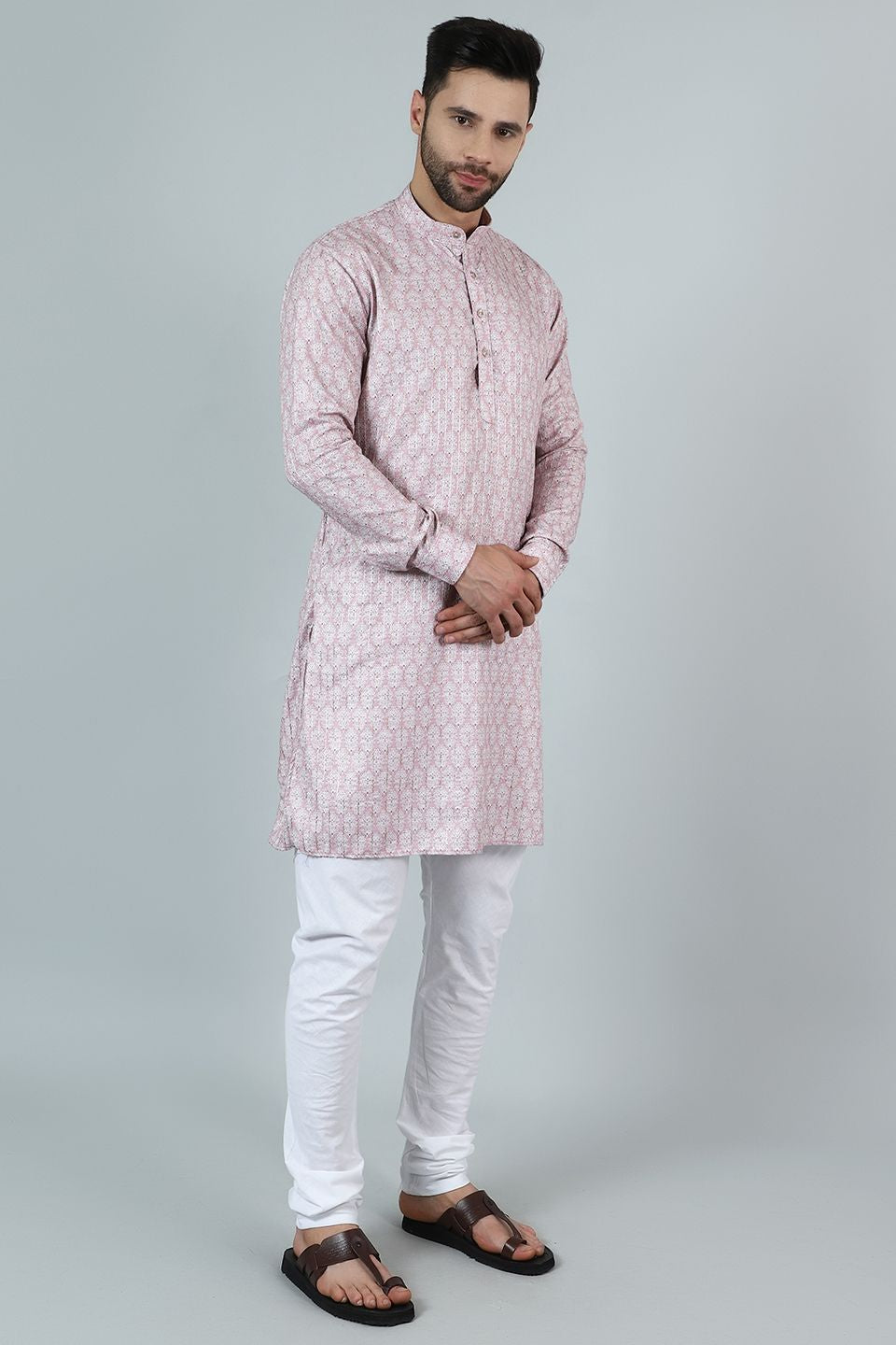 Digital Print Cotton Silk Pink Kurta Payjama