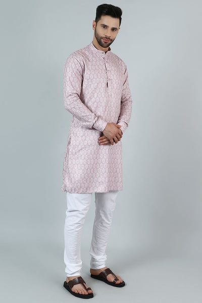 Digital Print Cotton Silk Pink Kurta Payjama