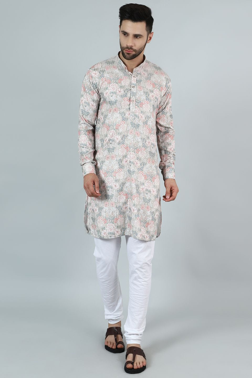 Digital Print Cotton Silk Pink Kurta Payjama