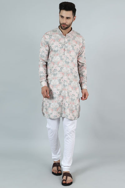 Digital Print Cotton Silk Pink Kurta Payjama