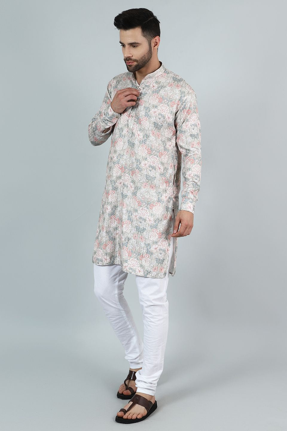 Digital Print Cotton Silk Pink Kurta Payjama