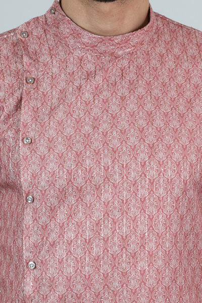 Digital Print Cotton Silk Pink Kurta Payjama