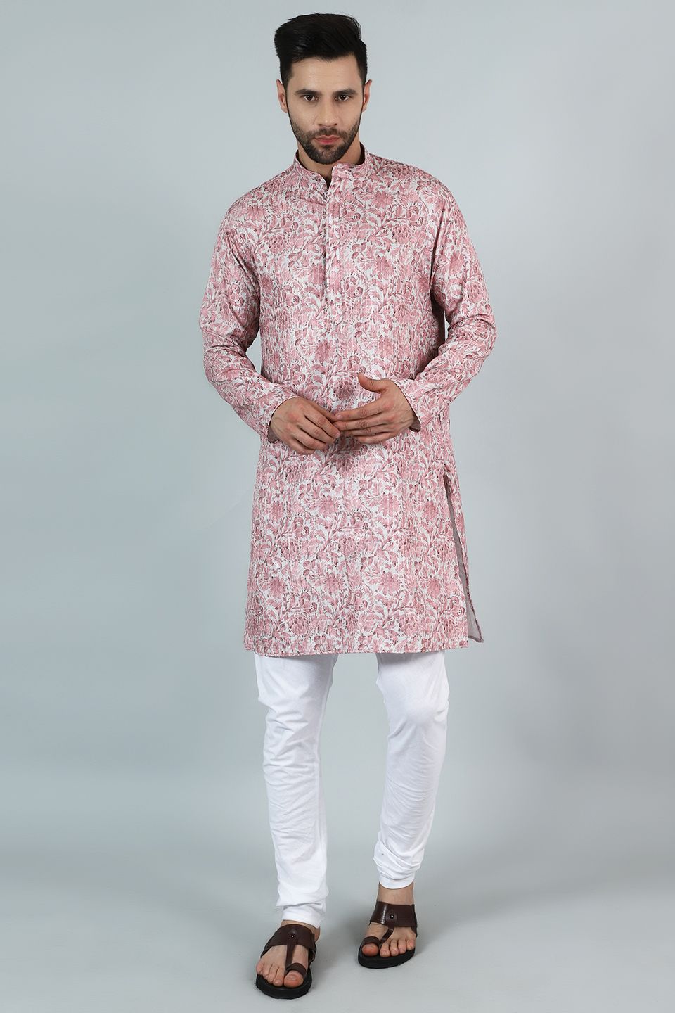 Digital Print Cotton Silk Pink Kurta Payjama