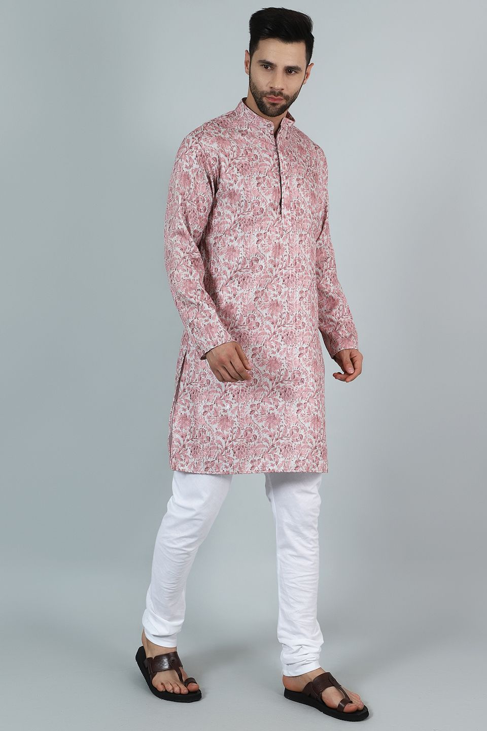 Digital Print Cotton Silk Pink Kurta Payjama