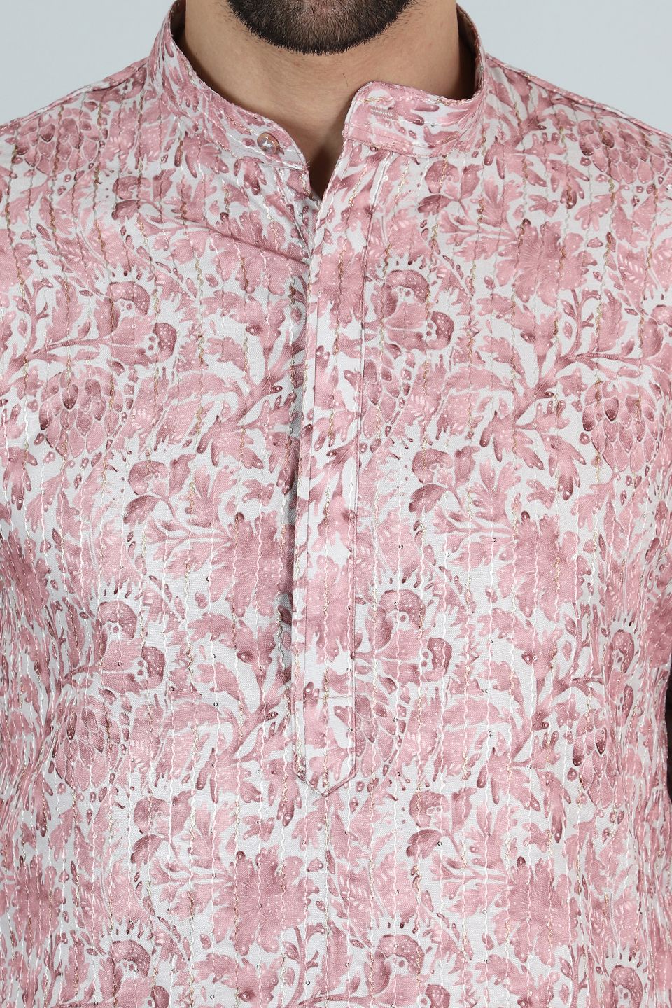 Digital Print Cotton Silk Pink Kurta Payjama