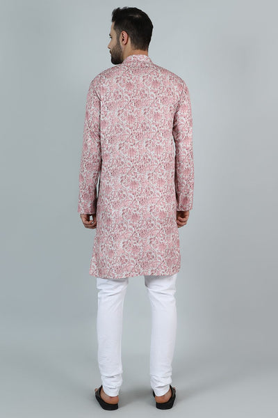 Digital Print Cotton Silk Pink Kurta Payjama