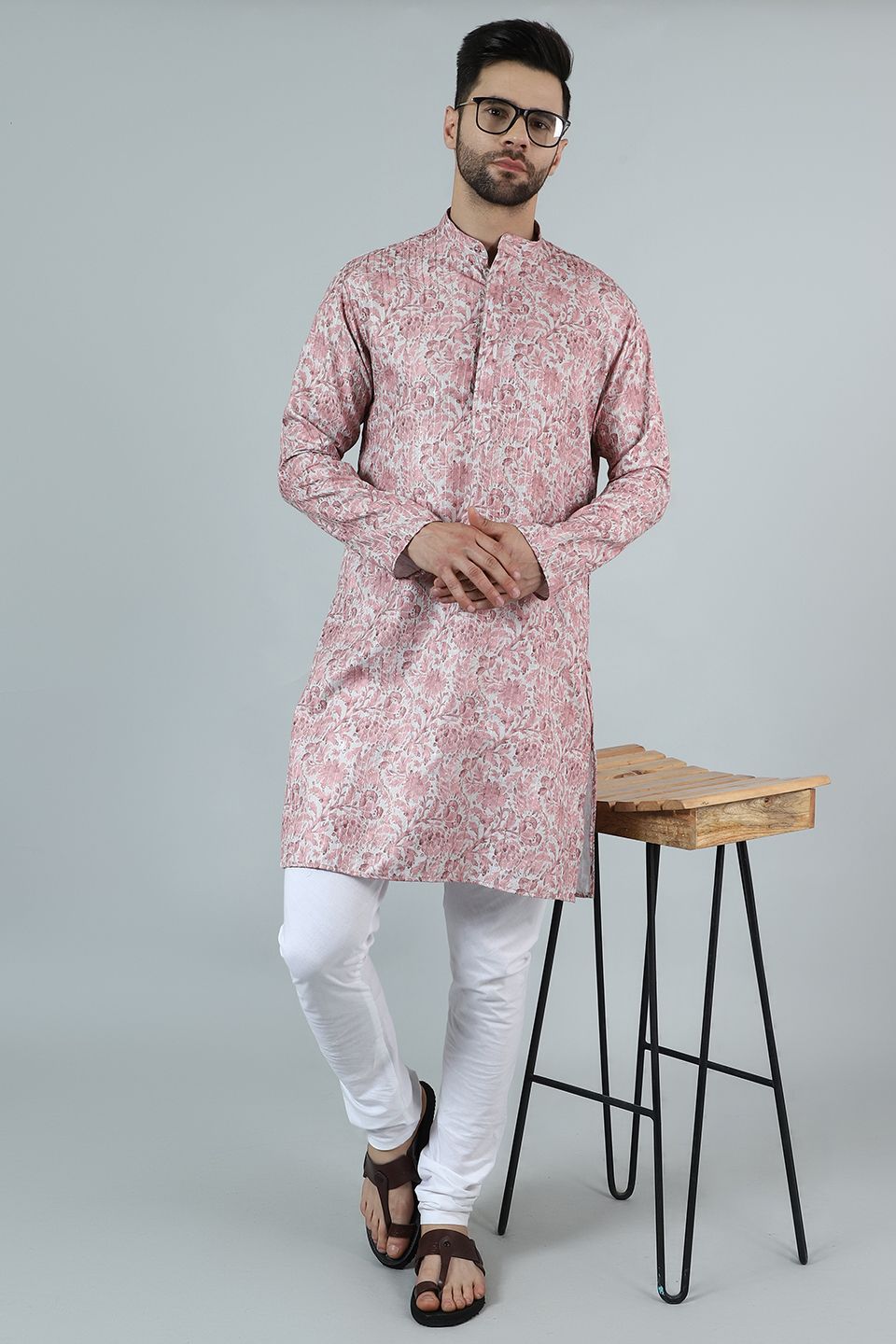 Digital Print Cotton Silk Pink Kurta Payjama