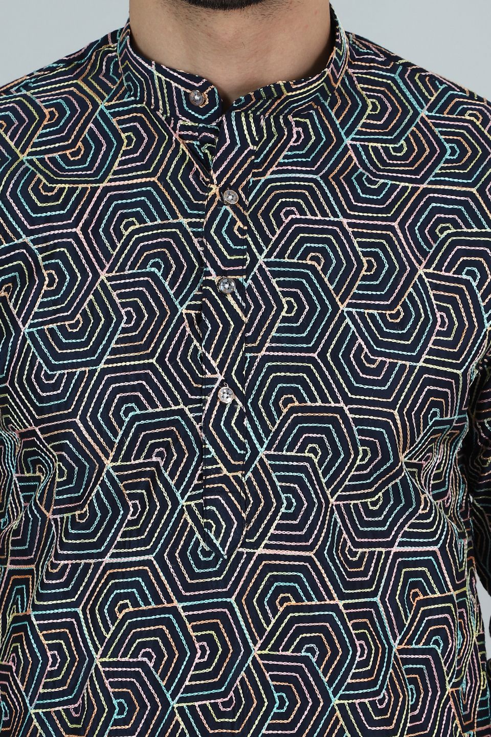 Digital Print Cotton Silk Multicolored Kurta Payjama