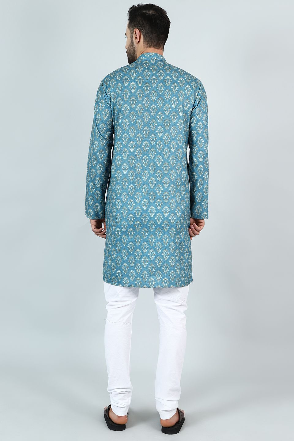 Digital Print Cotton Silk Blue Kurta Payjama