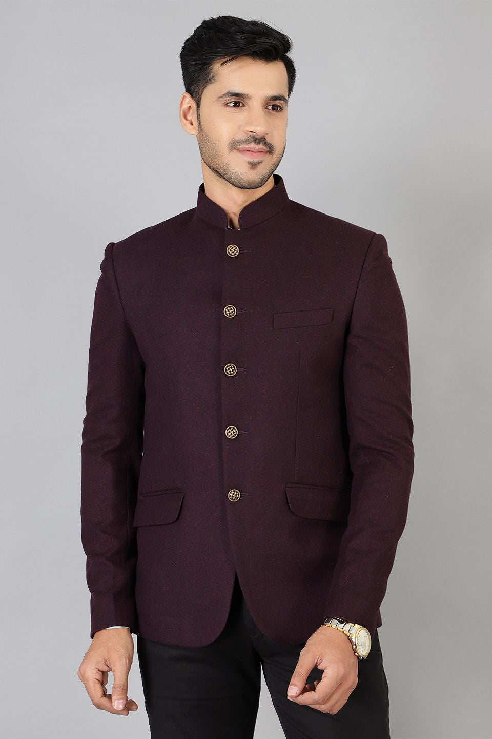 Wool Purple Bandhgala