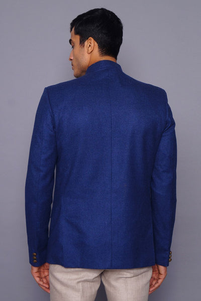 Wintage Men's Wool Casual and Festive Bandhgala Blazer : Blue 